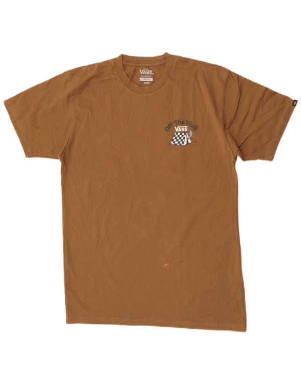 Vans Mens Classic Fit Graphic T-Shirt Top Medium Beige Cotton