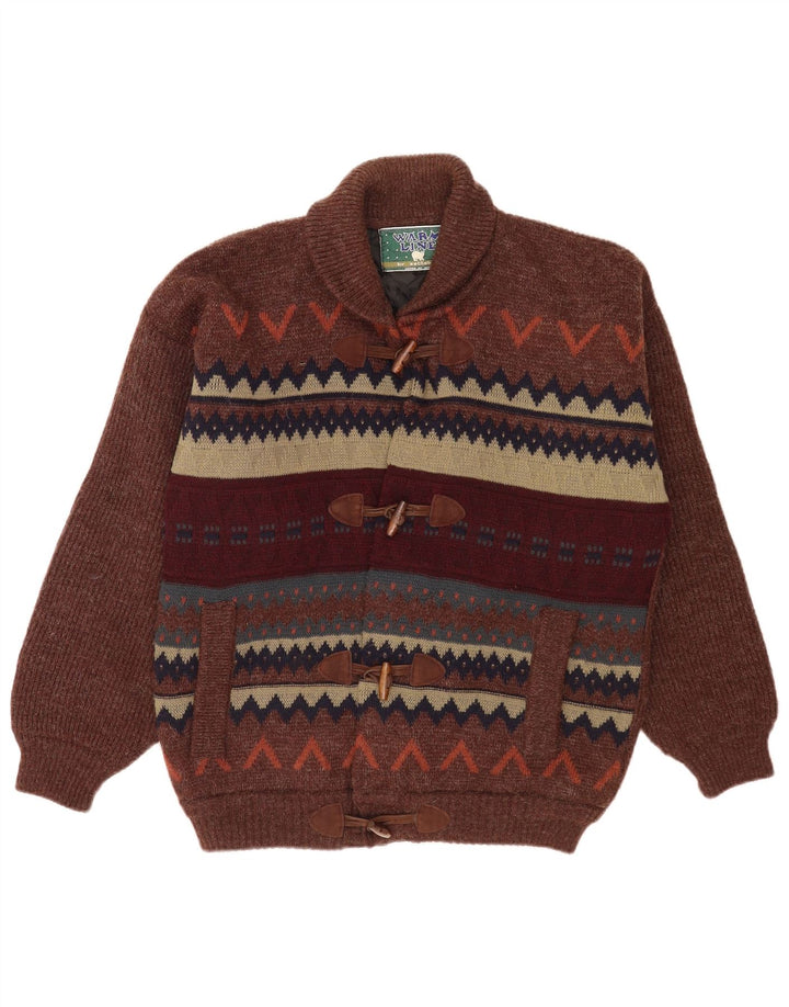 Settebello herre cardigan sweater Stor brun geometrisk uld