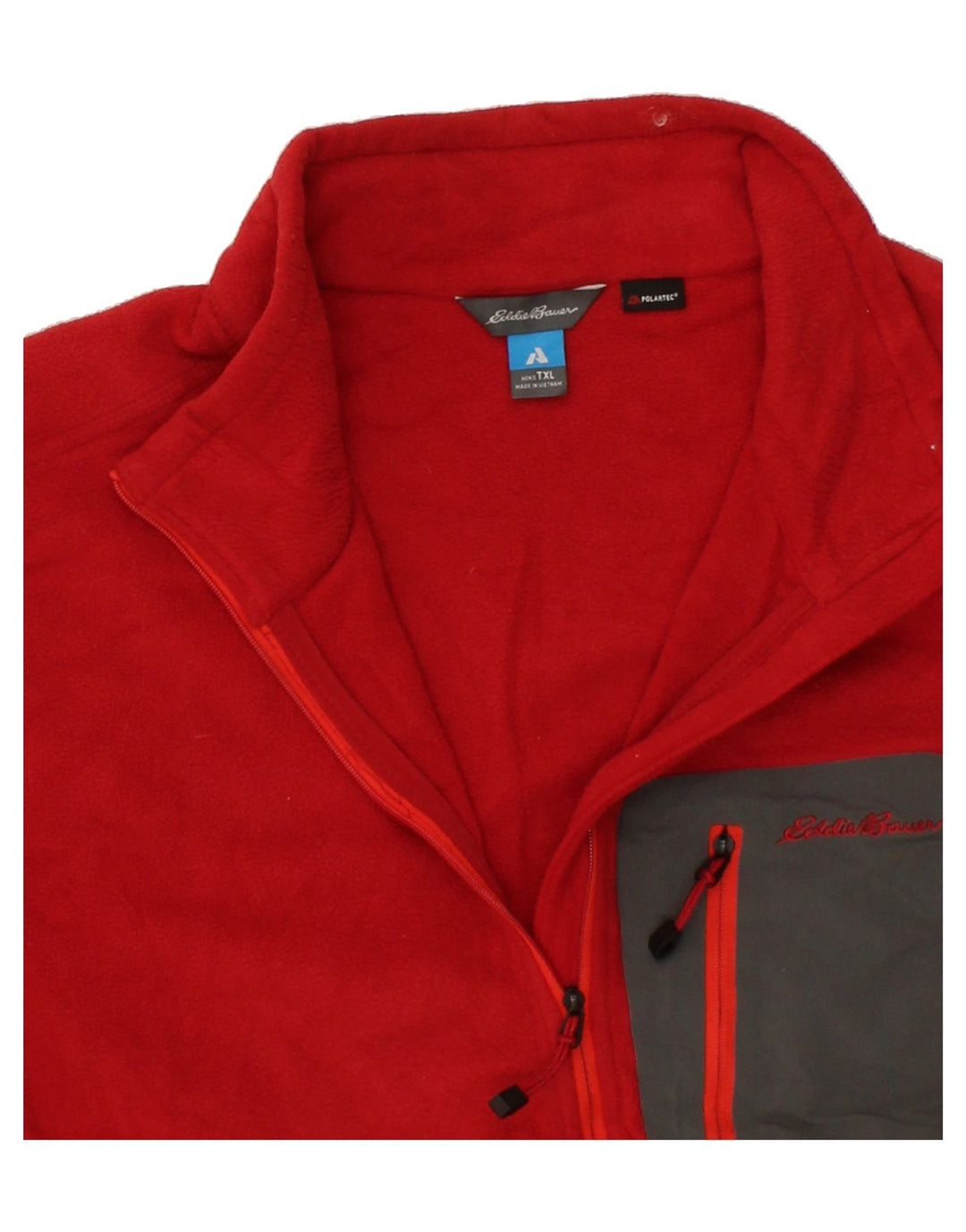 EDDIE BAUER Mens Zip Neck Fleece Jumper XL Red Polyester Vintage Eddie Bauer and Second-Hand Eddie Bauer from Messina Hembry 