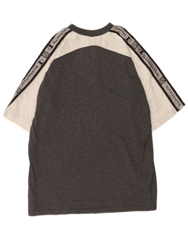 Champion Mens Graphic T-Shirt Top Medium Grey Colourblock