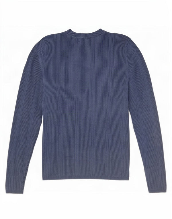 Marks & Spencer Womens Crew Neck Jumper Sweater UK 12 Medium Blue Viscose