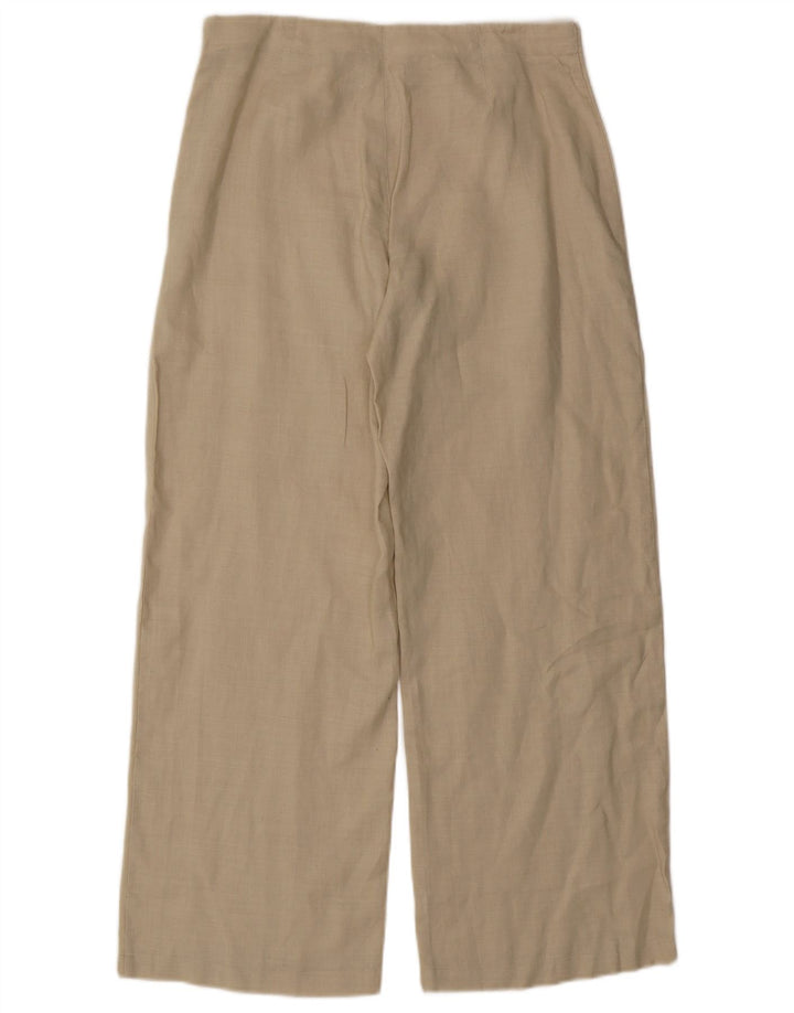 Stefanel Kvinder Casual Bukser med brede ben IT 44 Medium W30 L29 Beige Ramie