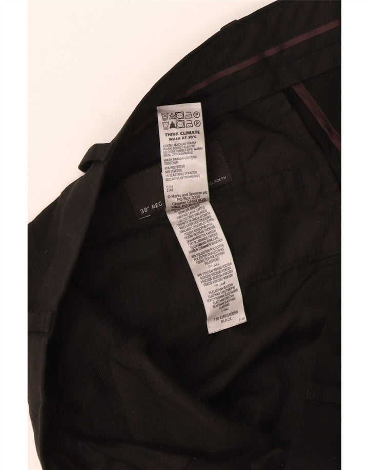 Marks & Spencer Herre Slim Fit Suit Bukser W38 L28 Sort Polyester