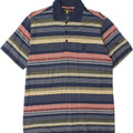 NAVIGARE Mens Polo Shirt Medium Navy Blue Striped Cotton Vintage Navigare and Second-Hand Navigare from Messina Hembry 