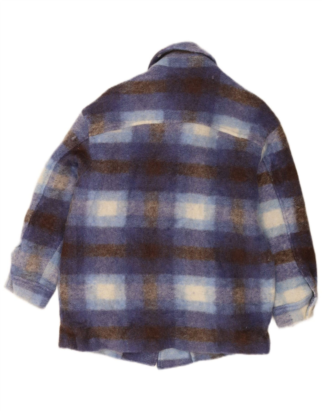 Zara Dame Oversized Shacket Jacket UK 6 XS Blå Plaid Uld