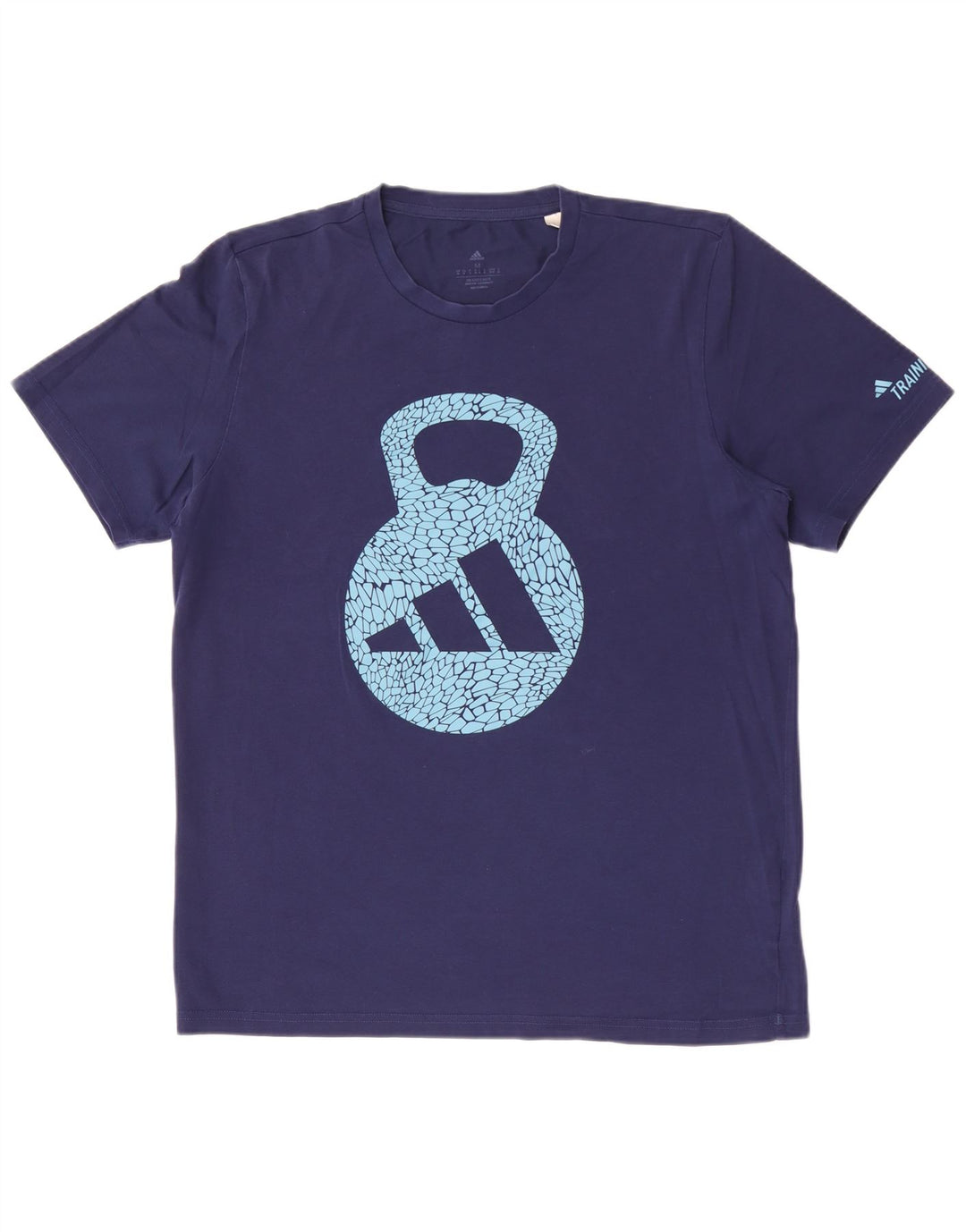 Adidas Grafisk T-shirt til mænd, mellemblå marineblå Colourblock Bomuld