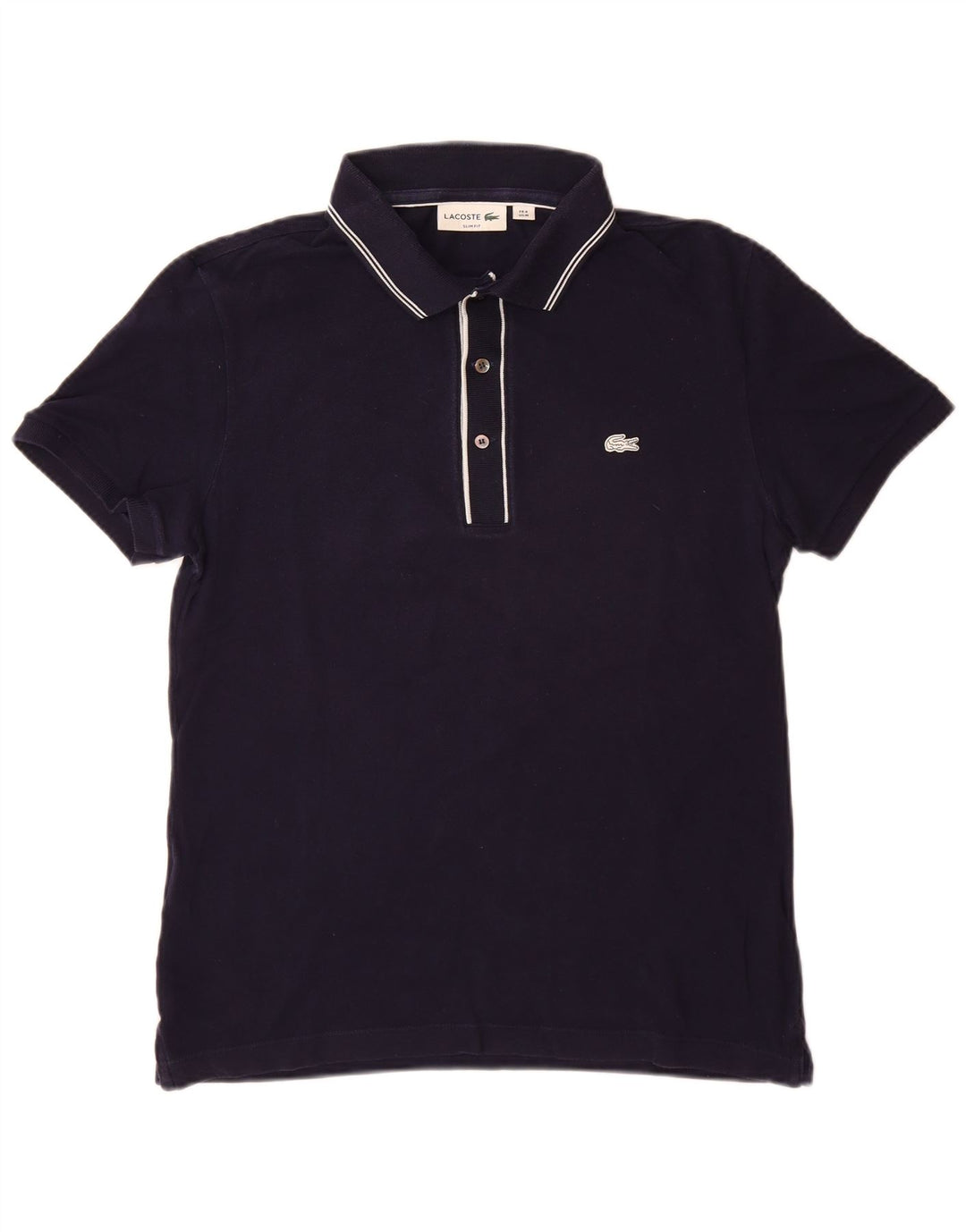LACOSTE Herre Slim Fit Polo Shirt Størrelse 4 Medium Marineblå Bomuld