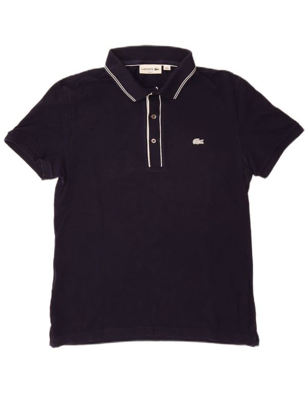 LACOSTE Mens Slim Fit Polo Shirt Size 4 Medium Navy Blue Cotton