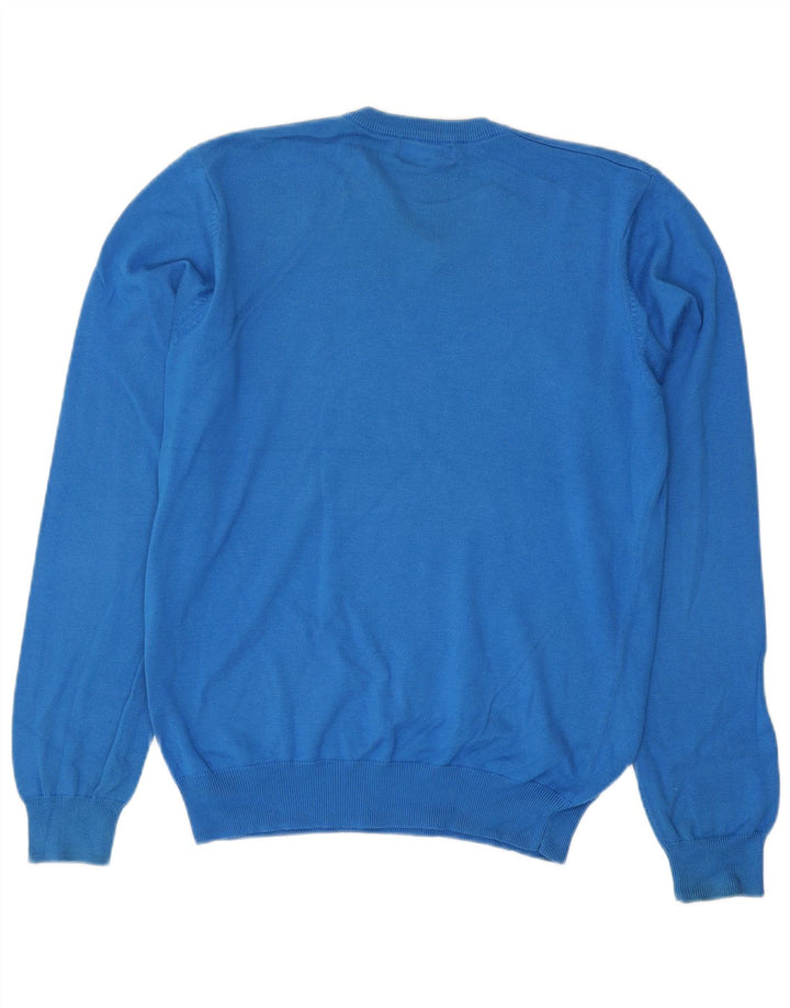 Lyle & Scott Herre V-hals sweater mellemblå bomuld