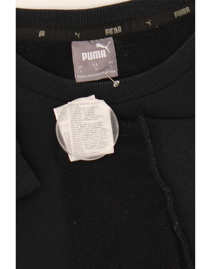 Puma Graphic Sweatshirt Jumper UK 16 Stor sort bomuld