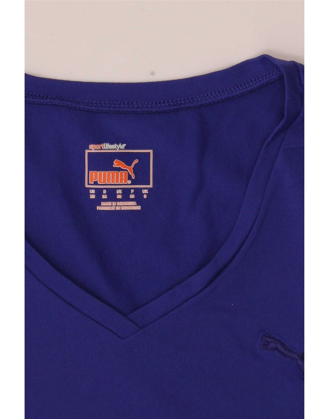 Puma Dame T-Shirt Top UK 8 Lille Blå