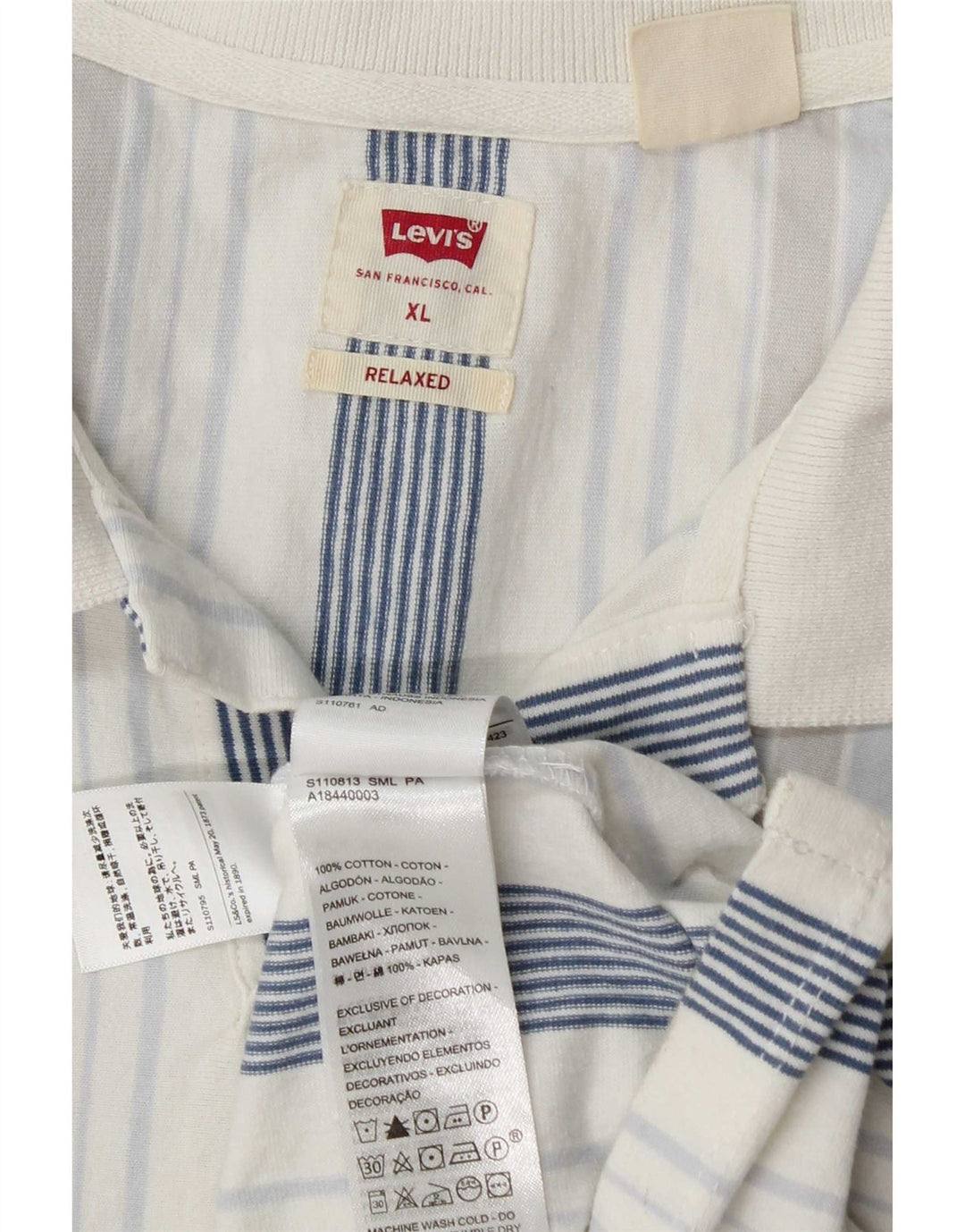Levi's Herre afslappet poloshirt XL blå stribet bomuld