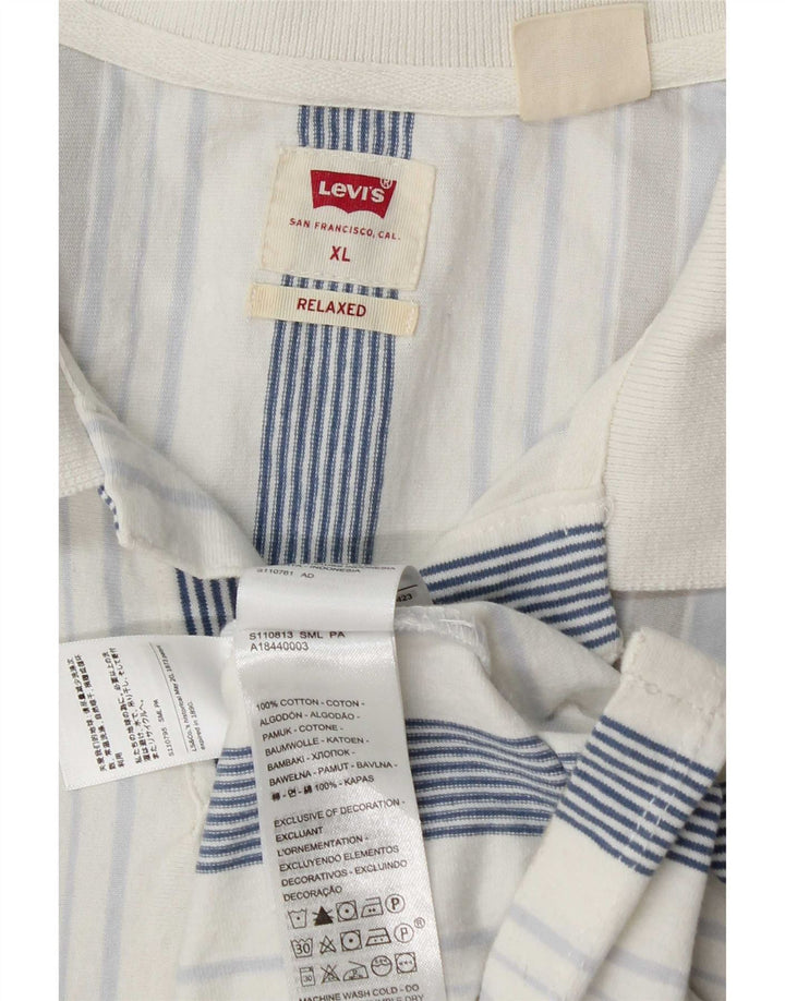 Levi's Herre afslappet poloshirt XL blå stribet bomuld
