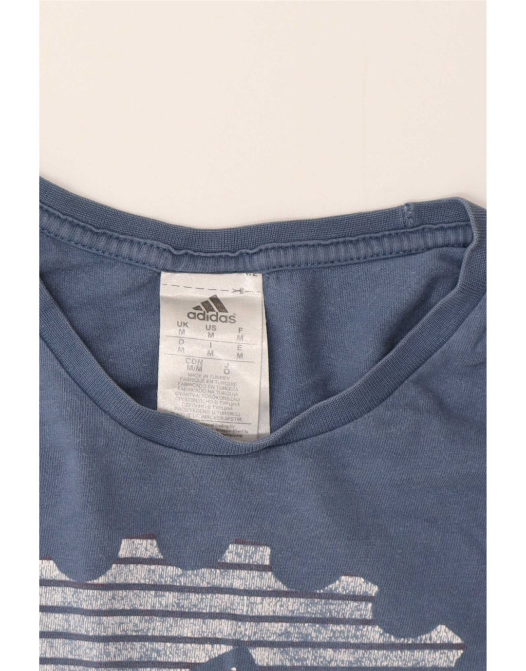 Adidas Grafisk T-shirt top mellemblå bomuld til mænd