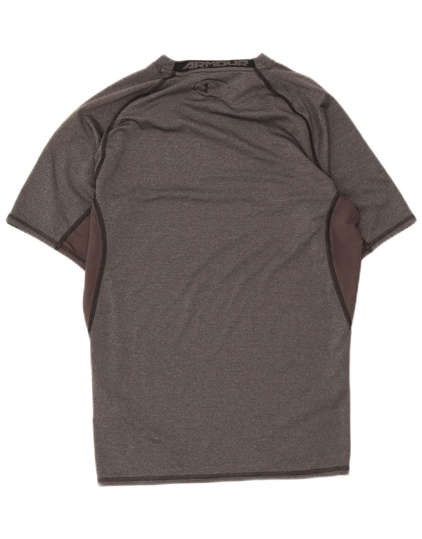 Under Armour Dame Heat Gear T-Shirt Top UK 14 Large Grey Colourblock