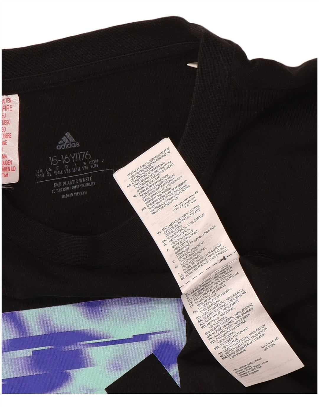 Adidas drenge grafisk t-shirt top 15-16 år sort