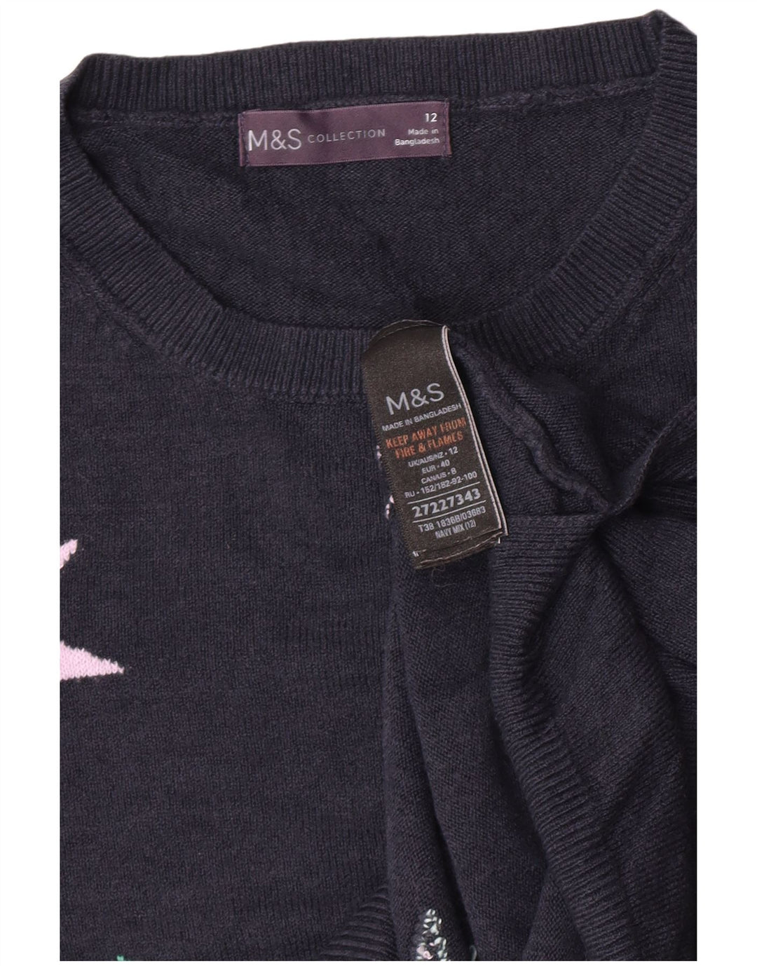 Marks & Spencer Dame sweater med rund hals DK 12 Medium Navy Blue
