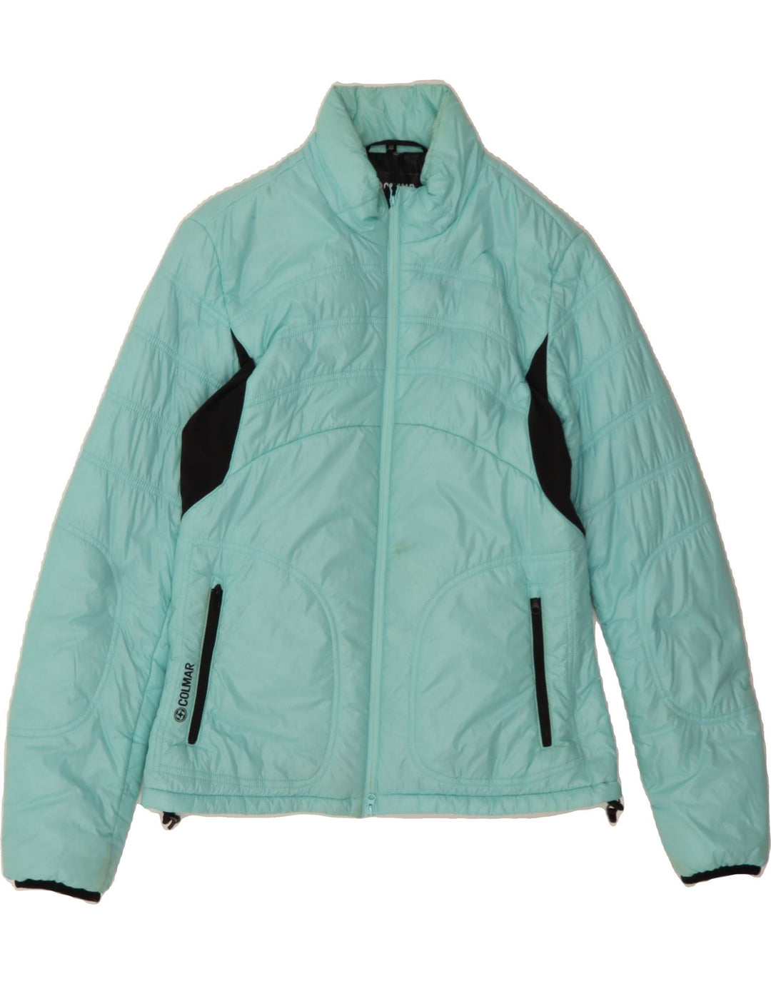 COLMAR Womens Padded Jacket IT 46 Large Turquoise Colourblock Vintage Colmar and Second-Hand Colmar from Messina Hembry 