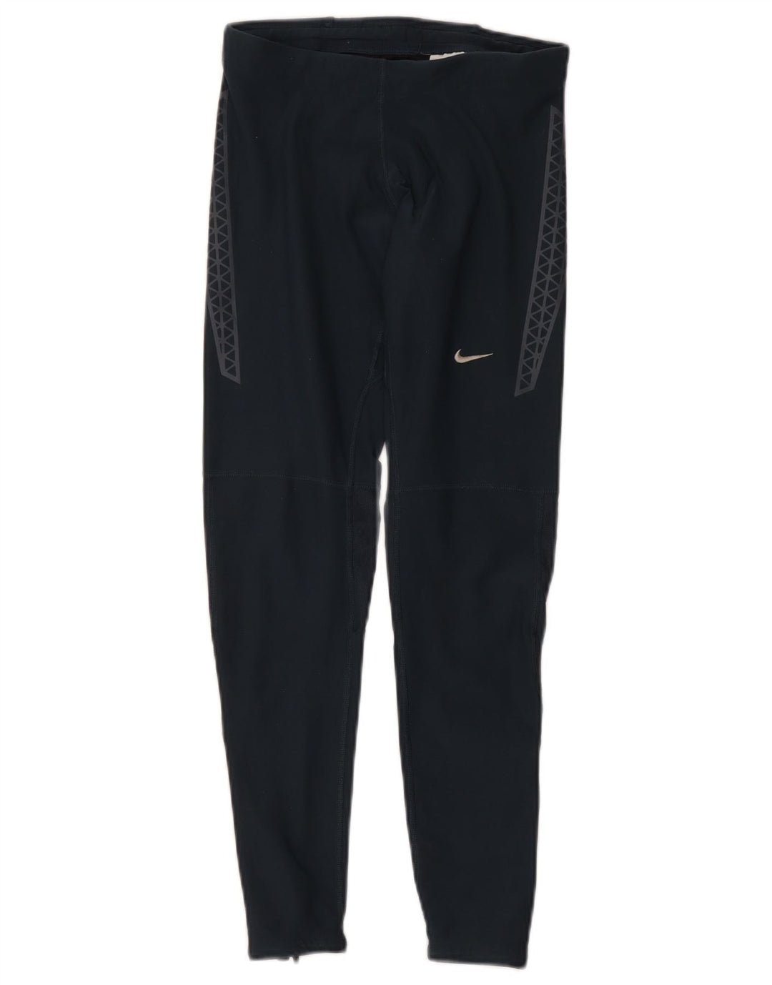 Nike Dame Dri Fit Leggings UK 12 Medium Marineblå Geometrisk Polyester