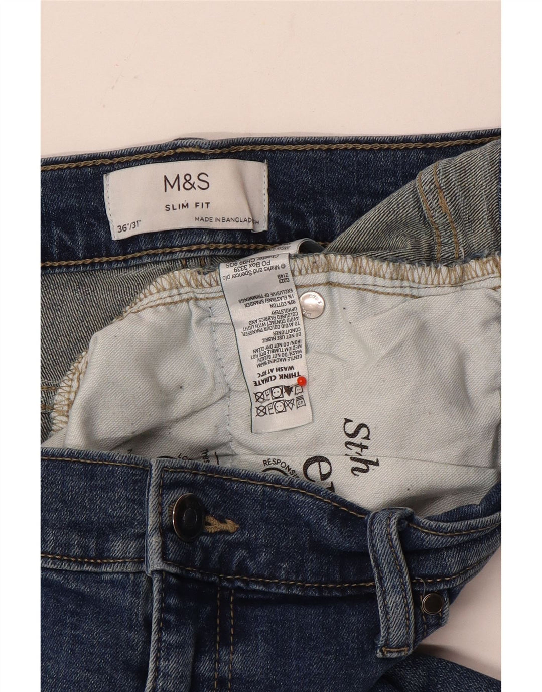 Marks & Spencer Herre Slim Jeans W36 L31 Blå Bomuld