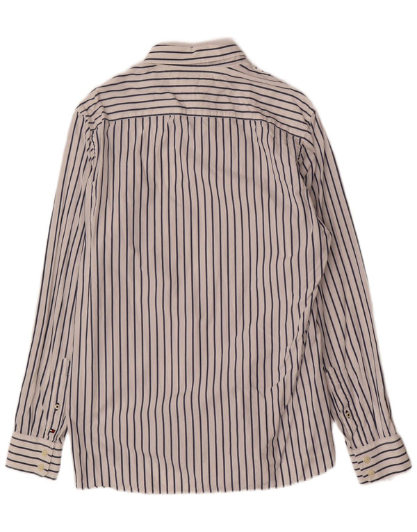 Tommy Hilfiger Mens Shirt Medium White Striped Cotton
