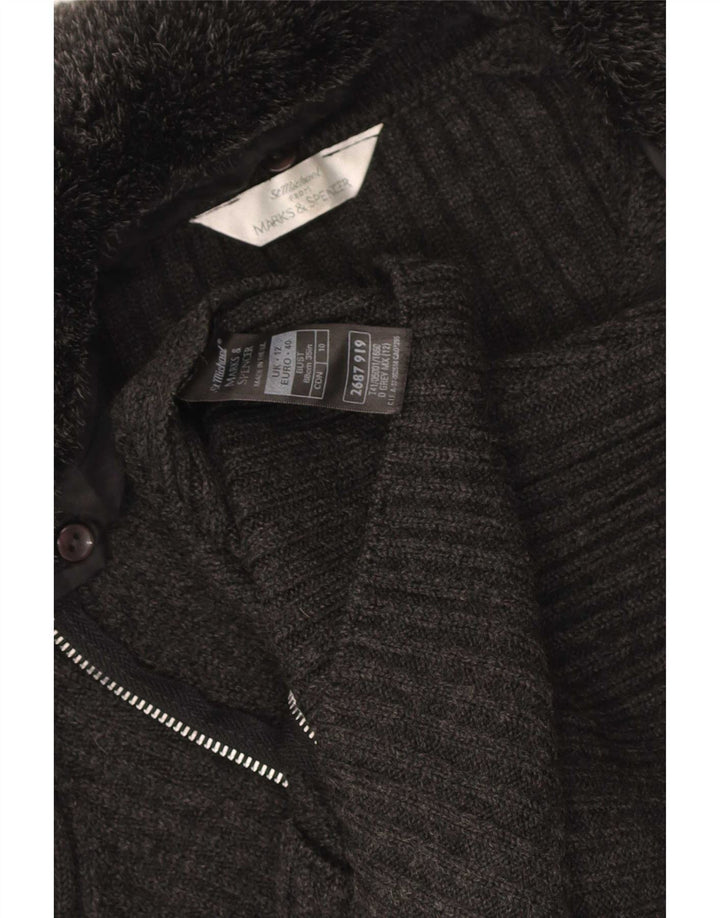 Marks & Spencer Dame Cardigan Sweater UK 12 Medium Grå Akryl