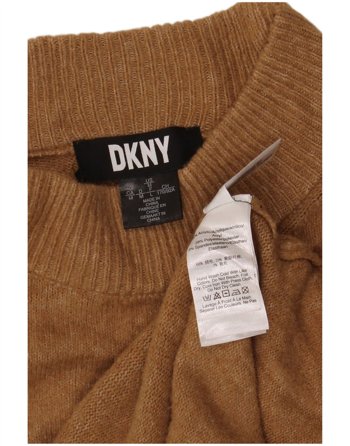 Dkny Dame Turtle Neck Jumper Sweater UK 14 Medium Brun Akryl