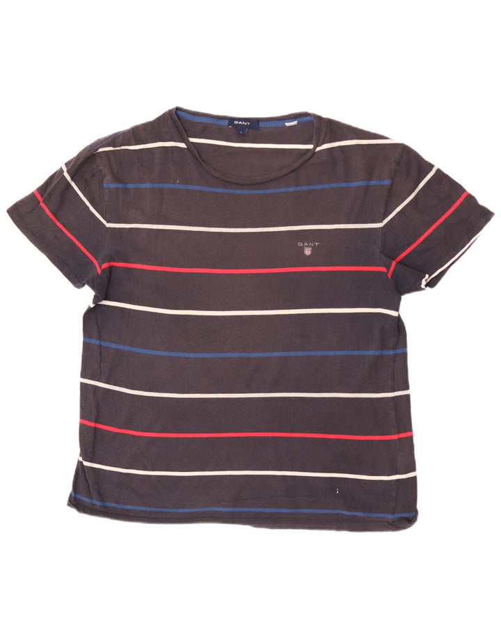 GANT T-shirt top til mænd, stor grå stribet bomuld