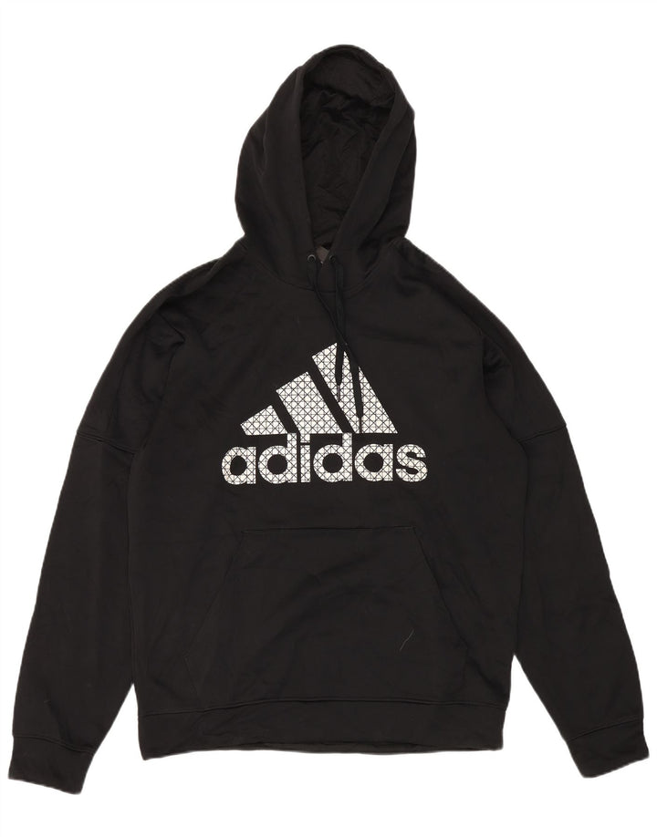 ADIDAS Mens Climawarm Graphic Hoodie Jumper Large Black Polyester