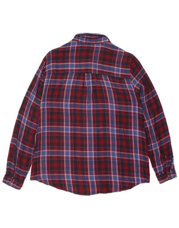 Oasis Dame Flanell Shirt UK 10 Lille Rød Plaid Viscose