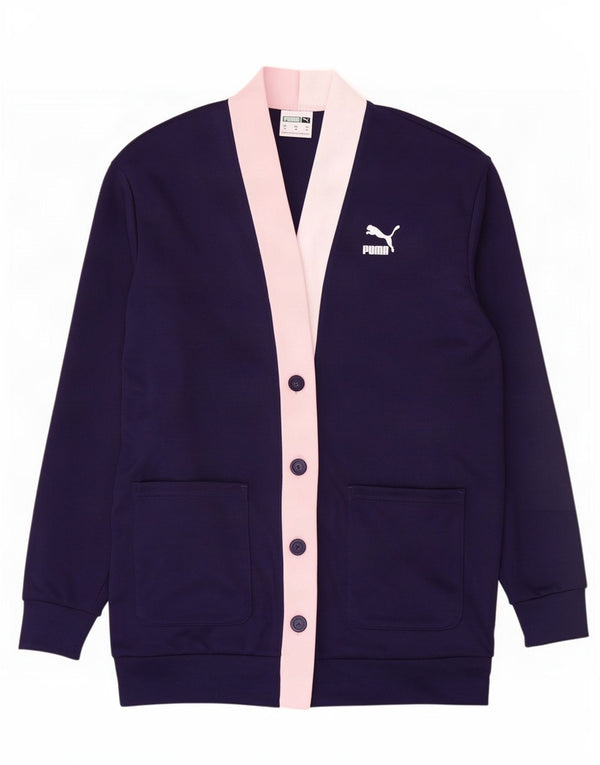 Puma træningsdragt topjakke til kvinder UK 14 Medium Navy Blue Colourblock