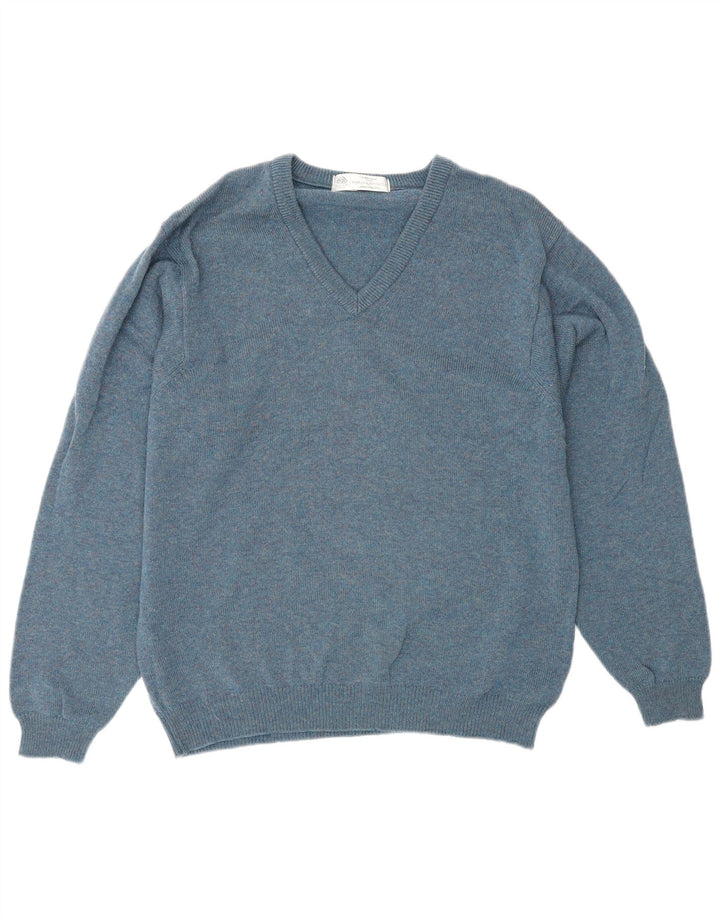 Marks & Spencer Herre V-hals sweater lille blå lammeuld