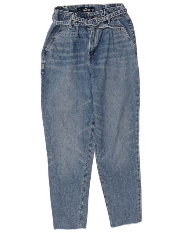 Hollister kvinders højtaljede koniske jeans US 7 Medium W28 L27 blå bomuld