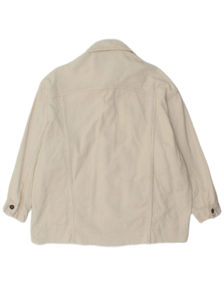 Zara Dame Oversized Corduroy Jacket UK 10 Small Off White Bomuld
