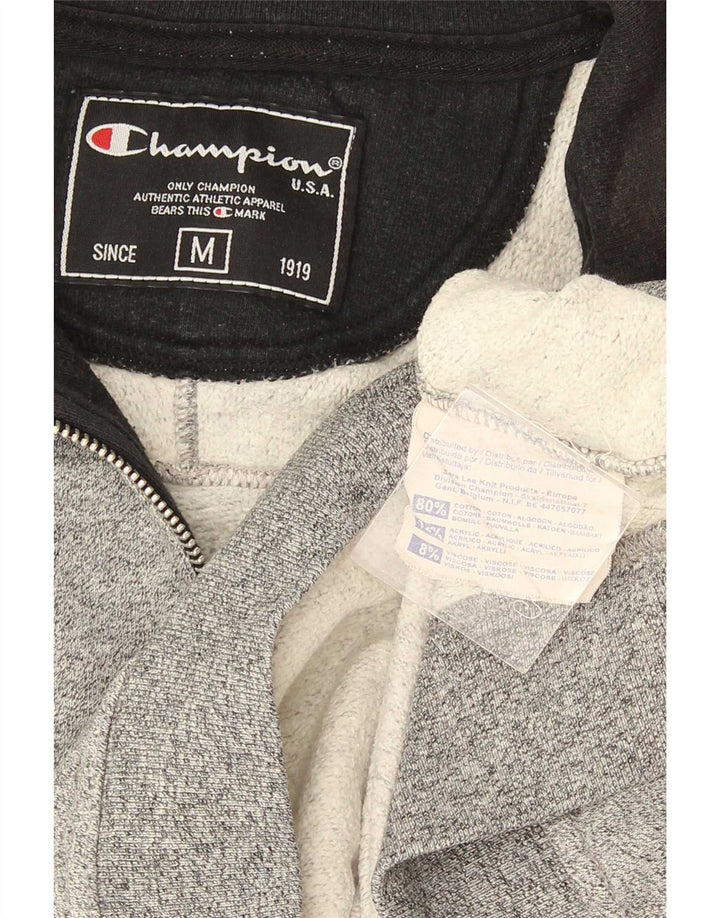 Champion Herre Zip Neck Sweatshirt Jumper Medium Grey Colourblock Bomuld