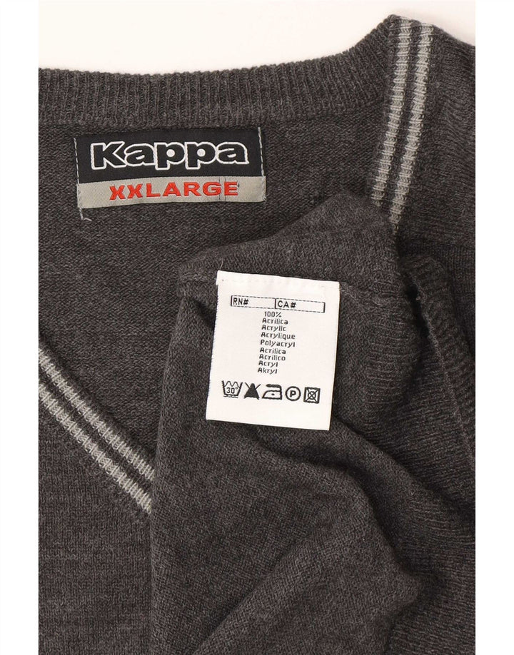 Kappa Herre V-hals sweater 2XL Grå Akryl