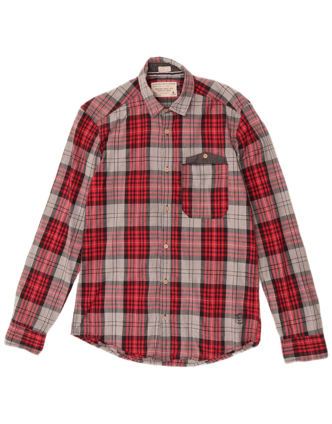 Jack & Jones herre flannel skjorte lille rød ternet bomuld