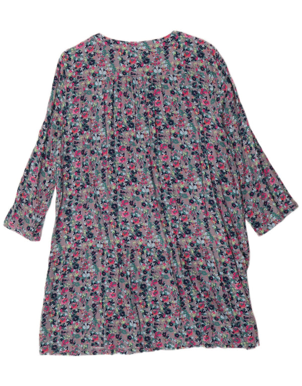 Joules 3/4-ærmede tunikakjole til kvinder UK 18 XL flerfarvet blomsterviscose