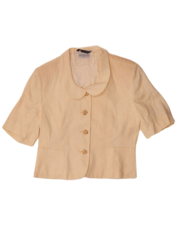 Gianfrediani Dame Kortærmet 4-knaps Blazer Jacket UK 16 Large Beige