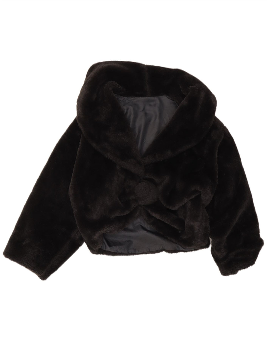 Vintage Dame Oversized Faux Fur Jacket UK 16 Large Black