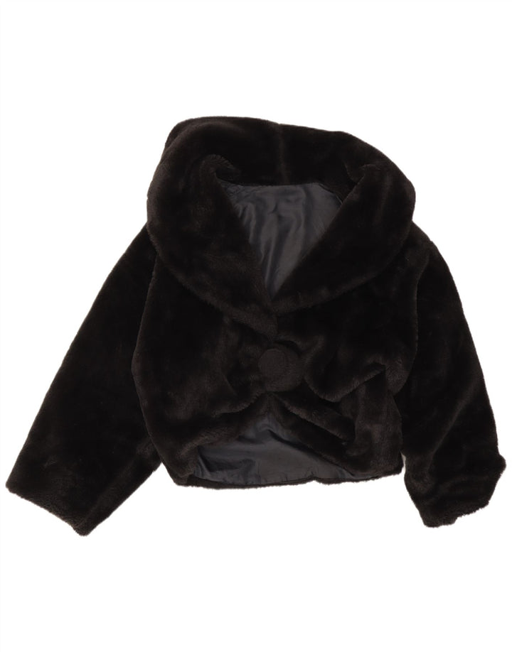 Vintage Dame Oversized Faux Fur Jacket UK 16 Large Black