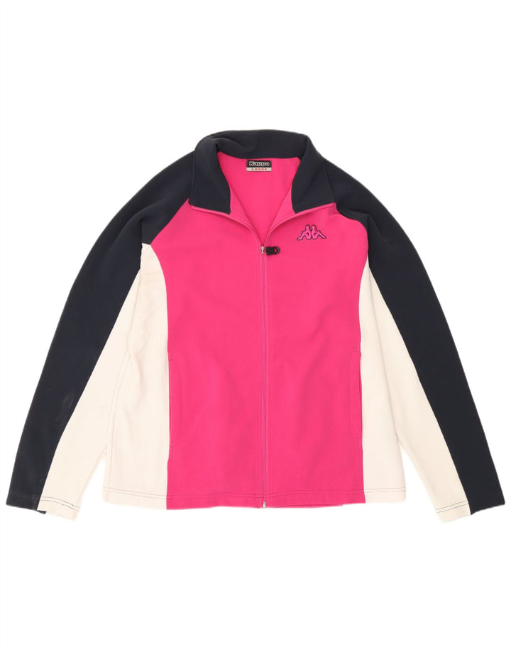 Kappa træningsdragt topjakke til kvinder UK 16 Large Pink Colourblock Polyester