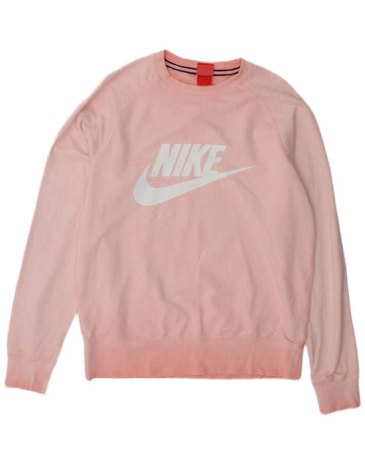 Nike Dame Grafisk Sweatshirt Jumper UK 14 Medium Pink Bomuld