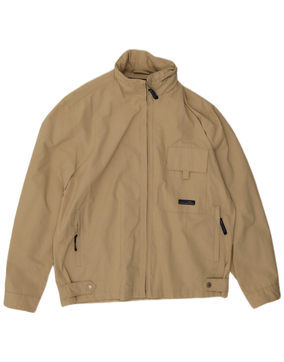 Wampum Herre Hooded Bomber Jacket UK 40 Stor Beige Bomuld