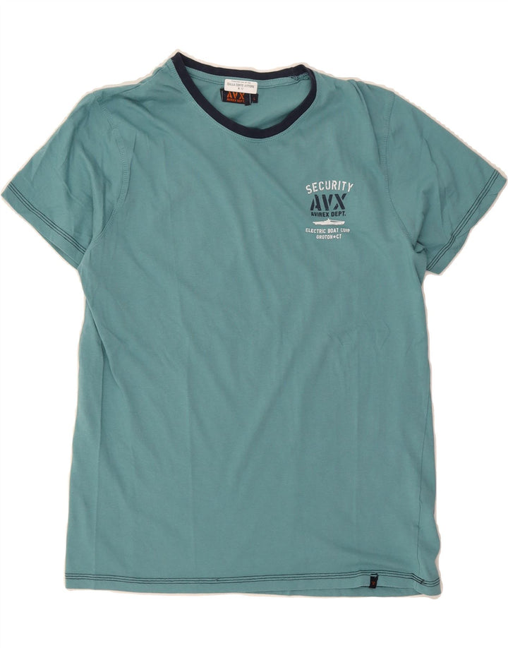 AVIREX Mens Graphic T-Shirt Top Large Blue Cotton Vintage Avirex and Second-Hand Avirex from Messina Hembry 