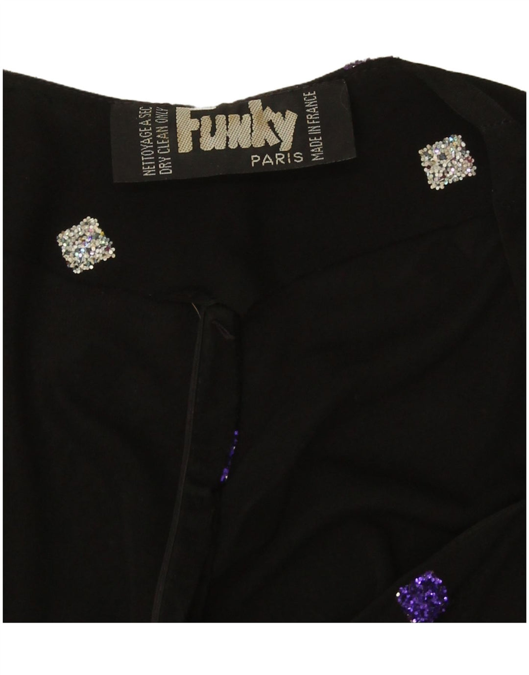 Funky Dame Langærmet Bodycon Kjole UK 10 Lille Sort Geometrisk