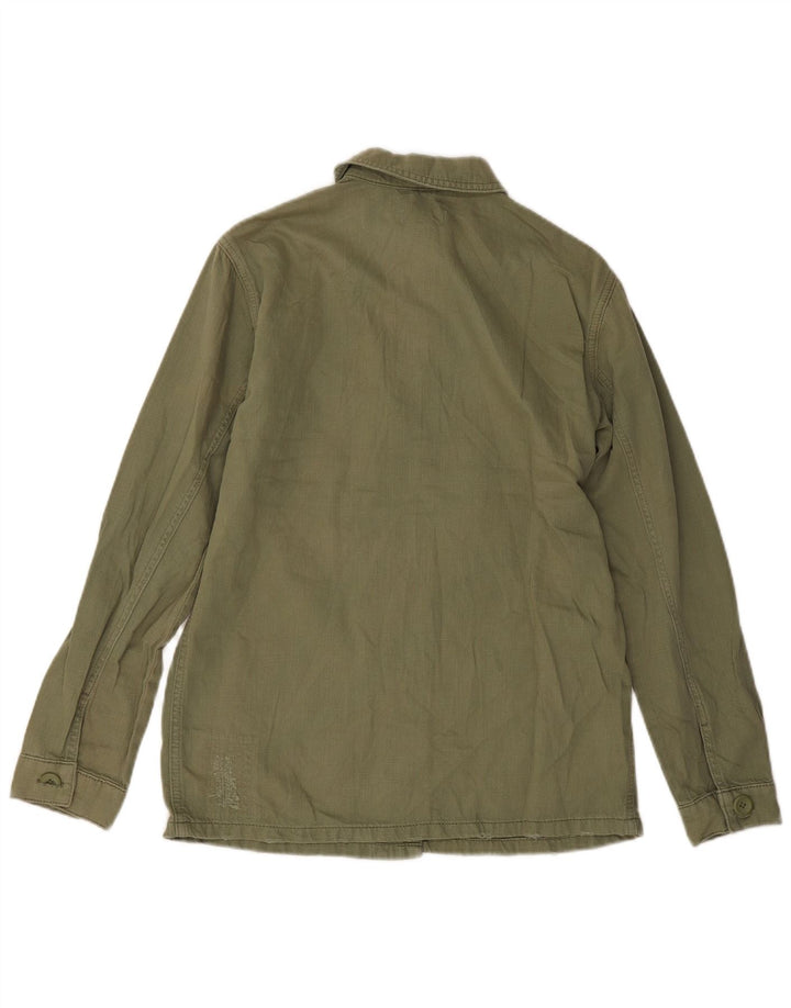 Topshop Kvinder Utility Jacket UK 8 Small Khaki Cotton