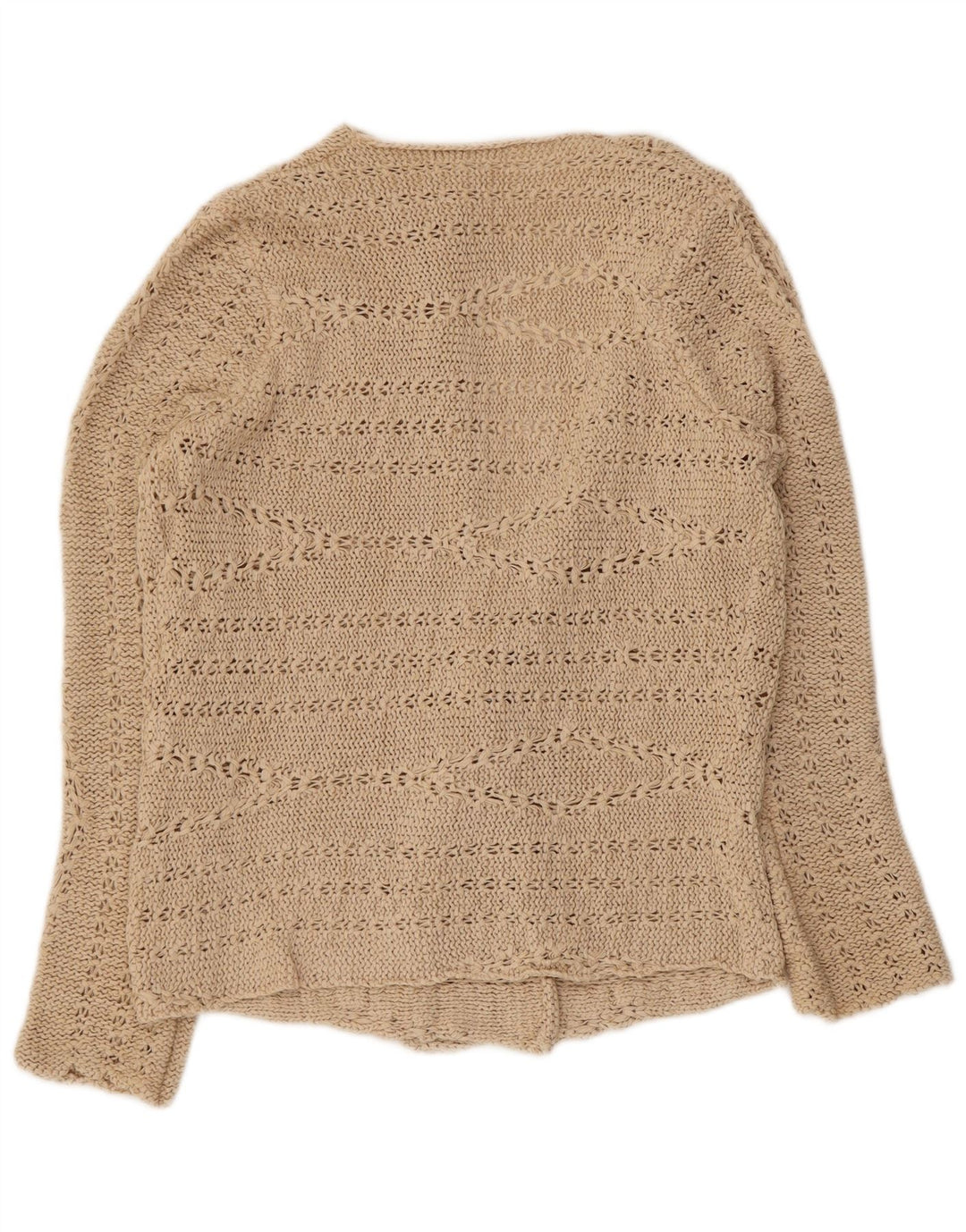 Marks & Spencer Womens Open Cardigan Sweater UK 12 Medium Beige Akryl