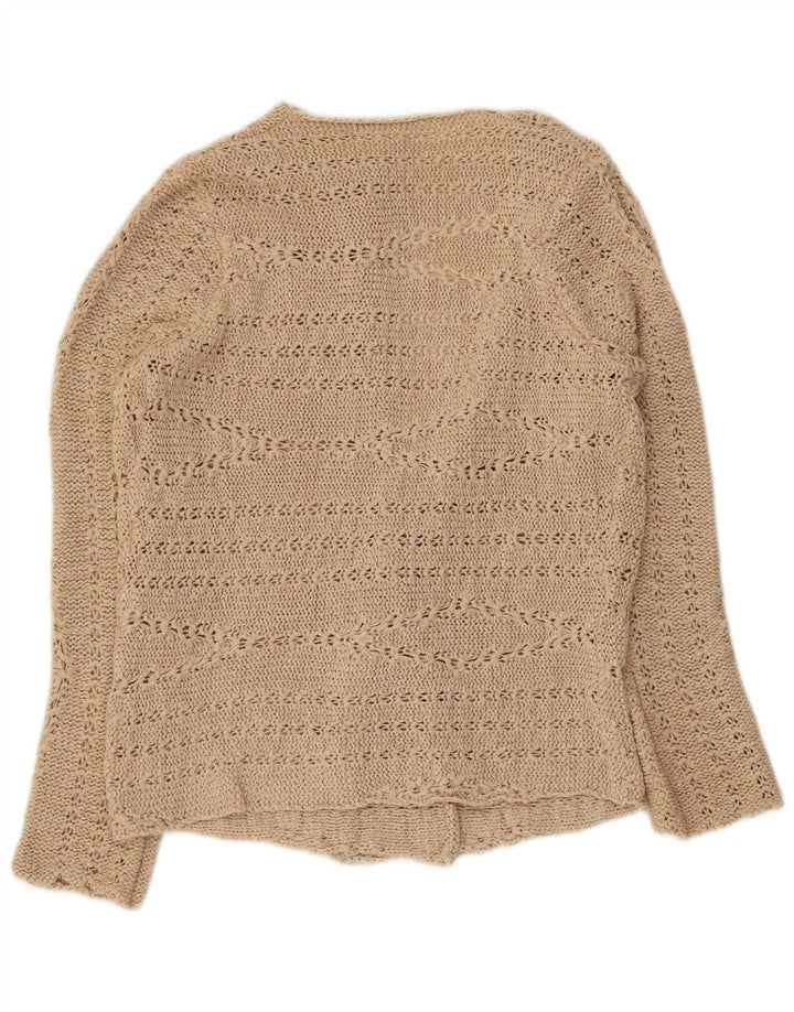 Marks & Spencer Womens Open Cardigan Sweater UK 12 Medium Beige Akryl