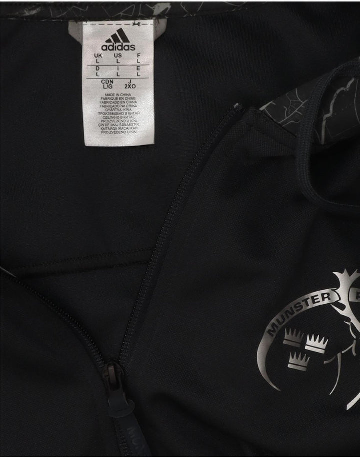 Adidas Herre Munster Rugby grafisk hættetrøje med lynlås Stor grå polyester